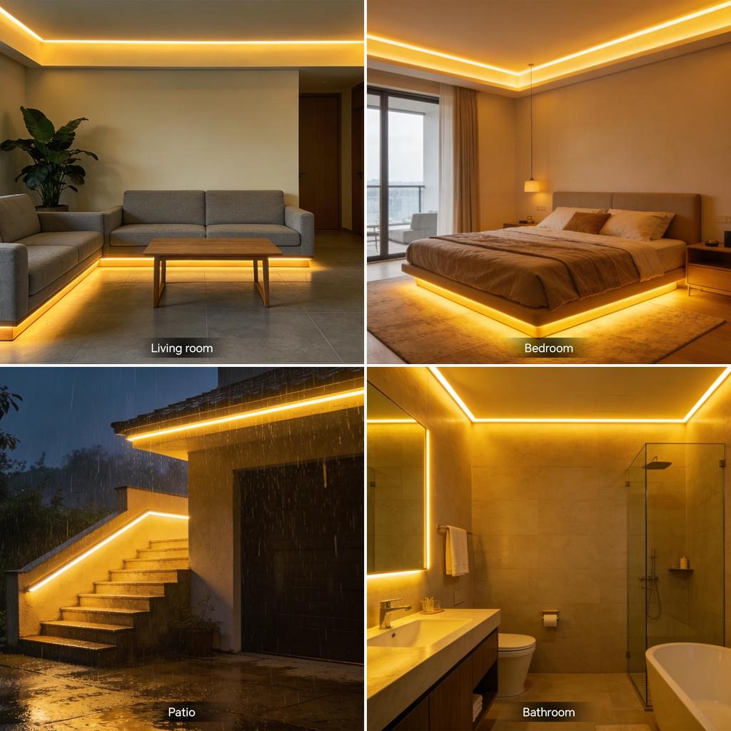5M 10M 15M 20M COB LED Strip Light Outdoor 220V Neon LED Strip Silicone Waterproof IP65 LED Tape Light 280LED/M for Indoor Outdoor Lighting