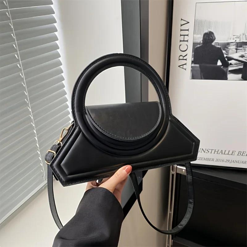 Solid Color Pu Leather Elegant Tote Bag, Versatile; Vintage Small Square Bag, Stylish Shoulder Crossbody Bag for Work Occasions