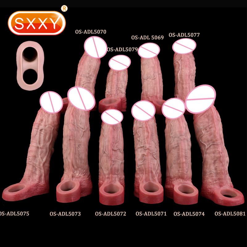 SXXY Multi-Types Skin Touch Hollow Dildo Silicone Male Dick Extender Realistic Delay Ejaculation Sex Toys For Men 18+ Couple Sex