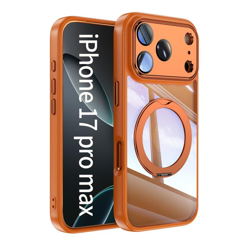 Magnetic Ring Stand Cover Case For iPhone 17 Pro Max 16 15 14 13 12 Pro Max Luxury Lens Protector Film Hybrid TPU+PC Clear Back Phone Holder Cover