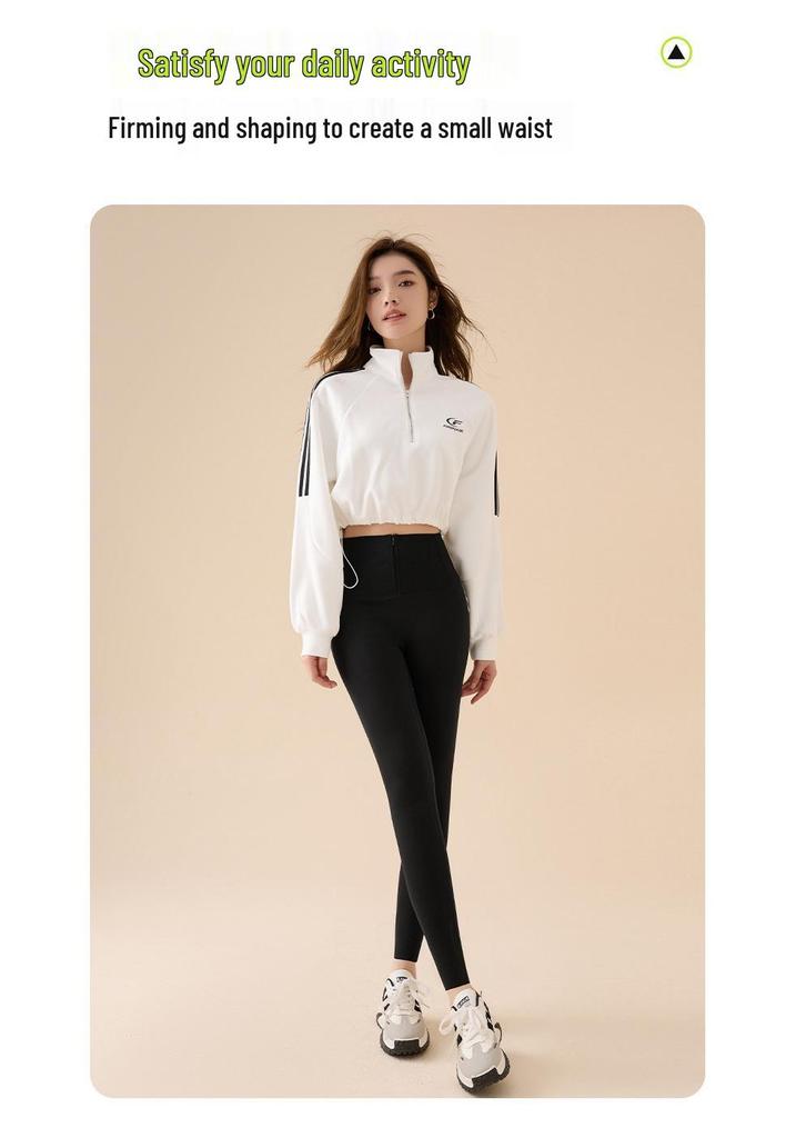 Korean Style Women's Tummy Control Velvet-Lined Yoga Pants - Autumn/Winter Hip-Lifting Base Layer with Button Closure