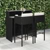 3 Pcs Garden Bar Set and Cushions Woven Resin