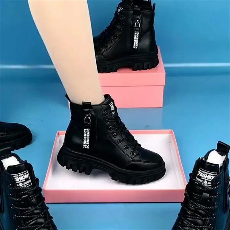 Shoes 2025 Fashion Winter Warm Women Black Casual Shoes Plus Velvet All-Match Sneakers Thick-Soled Cotton Boots