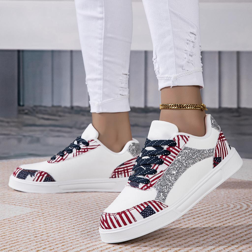 Fitness Sports Casual ShoesSparkling Embellishments On Small White Shoes for Women's Shoes