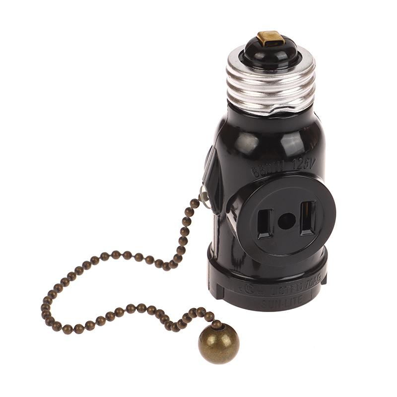 Alb Negru Bachelită L5-15R US la E26 Soclu Bec cu Comutator cu Lanț de Tragere 15cm Bază de Conversie Portlampă America