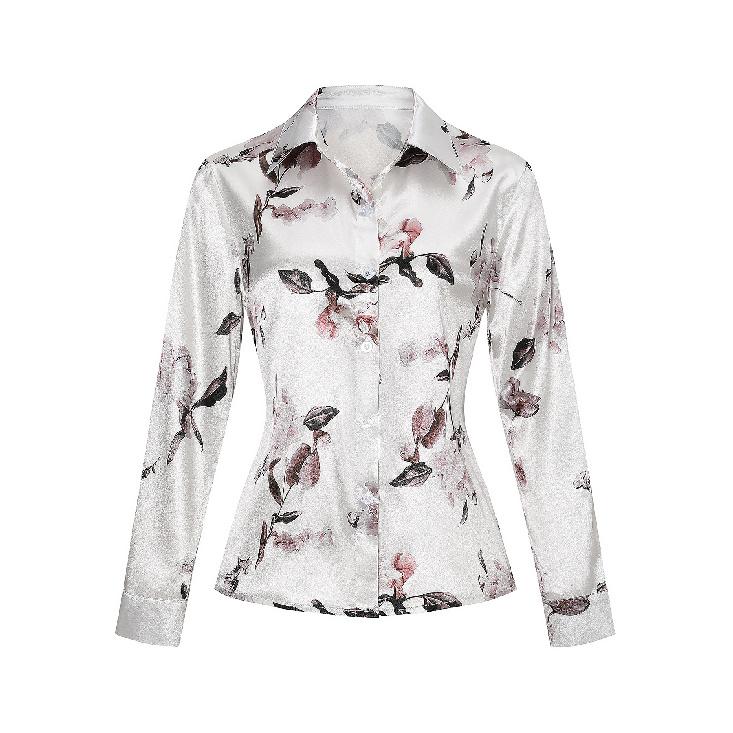 Women's Vintage Oil Painting Style Floral Print Shirt, Spring/Summer French Niche Long Sleeve Blouse, Elegant for Commuting