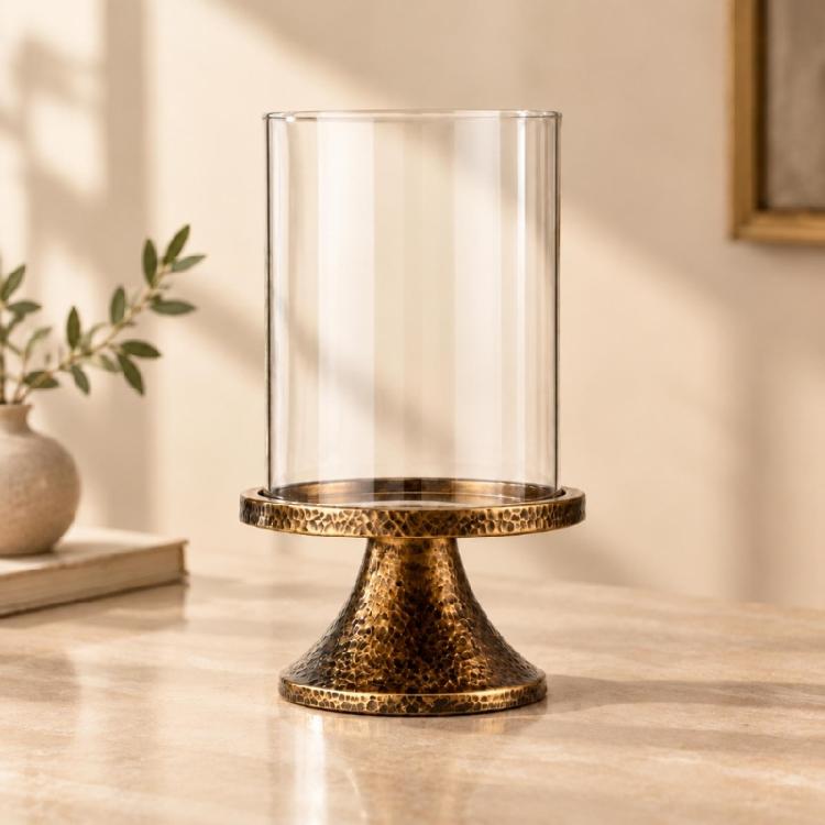 No-Assembly Candle Holders with Clear Glass Shade for Waxes, Tea Light, or LED Candle Displays and Decorative Arrangements