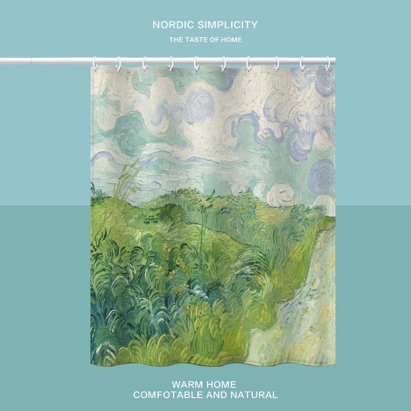 Artistic Print Shower Curtain with Hooks