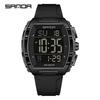 SANDA 6286 Multi Function Men Digital Watch Fashion Design Two Time Luminous Complete Calendar Waterproof Men Digital Wristwatch