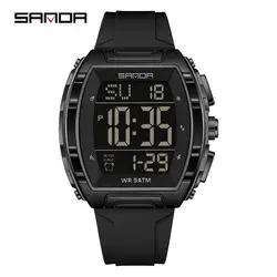 SANDA 6286 Multi Function Men Digital Watch Fashion Design Two Time Luminous Complete Calendar Waterproof Men Digital Wristwatch
