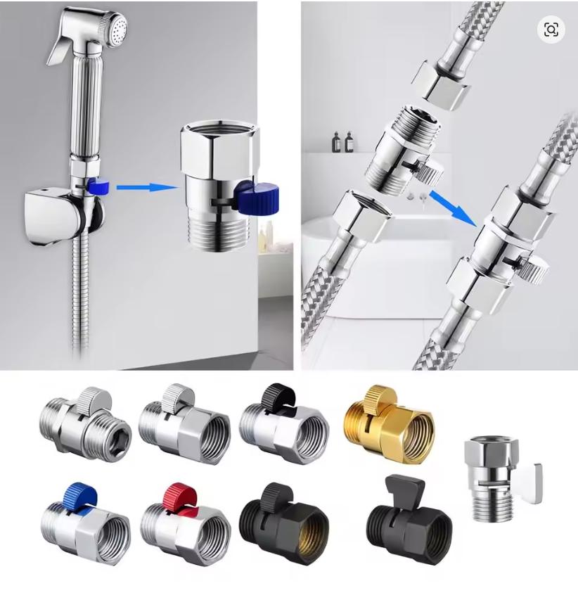 Brass Shower Flow Control Valve Female Male G1/2 Shower Head Shut Off Valve Quick-opening Diverter Valve Brass Gold Chrome