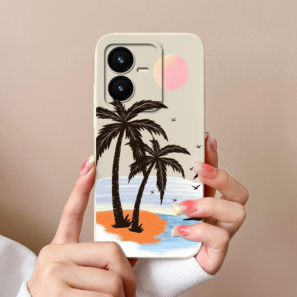 Case For Vivo Y22 Y22S Cover Camera Lens Protector For Vivo Y 22 Soft Liquid Silicone Cartoon Phone Back Covers For Women Man
