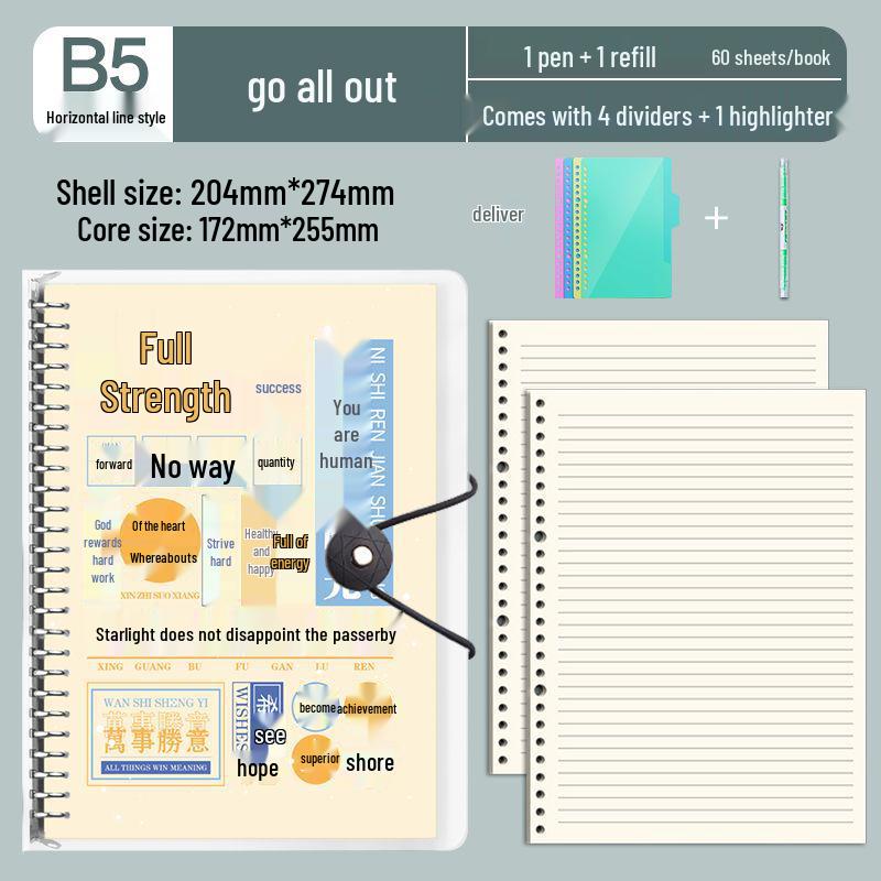 B5 Detachable Coil Ring Binder Thickened Notebook - High Aesthetic Ins Style