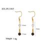 European and American Multicolor Natural Stone & Seed Bead Tassel Earrings, Stainless Steel Women's Accessory