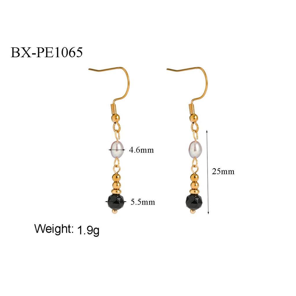 European and American Multicolor Natural Stone & Seed Bead Tassel Earrings, Stainless Steel Women's Accessory