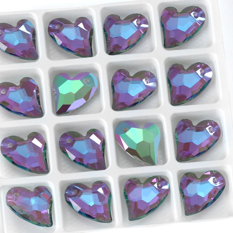 17mm Austria 6261 Devoted 2 U Heart Pendant Loose Rhinestone Charms Beads for Jewelry Making Bracelet Necklace Earrings DIY