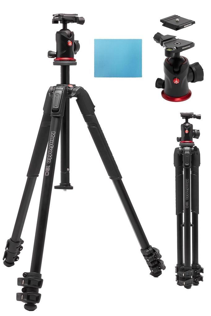 Manfrotto 190 Pro Aluminum with Q6 Ball Stealth Includes Smartphone Clamp Tripod, 3-Section Head, Black, Arca-Swiss Compatible, (JP A00086BMN)