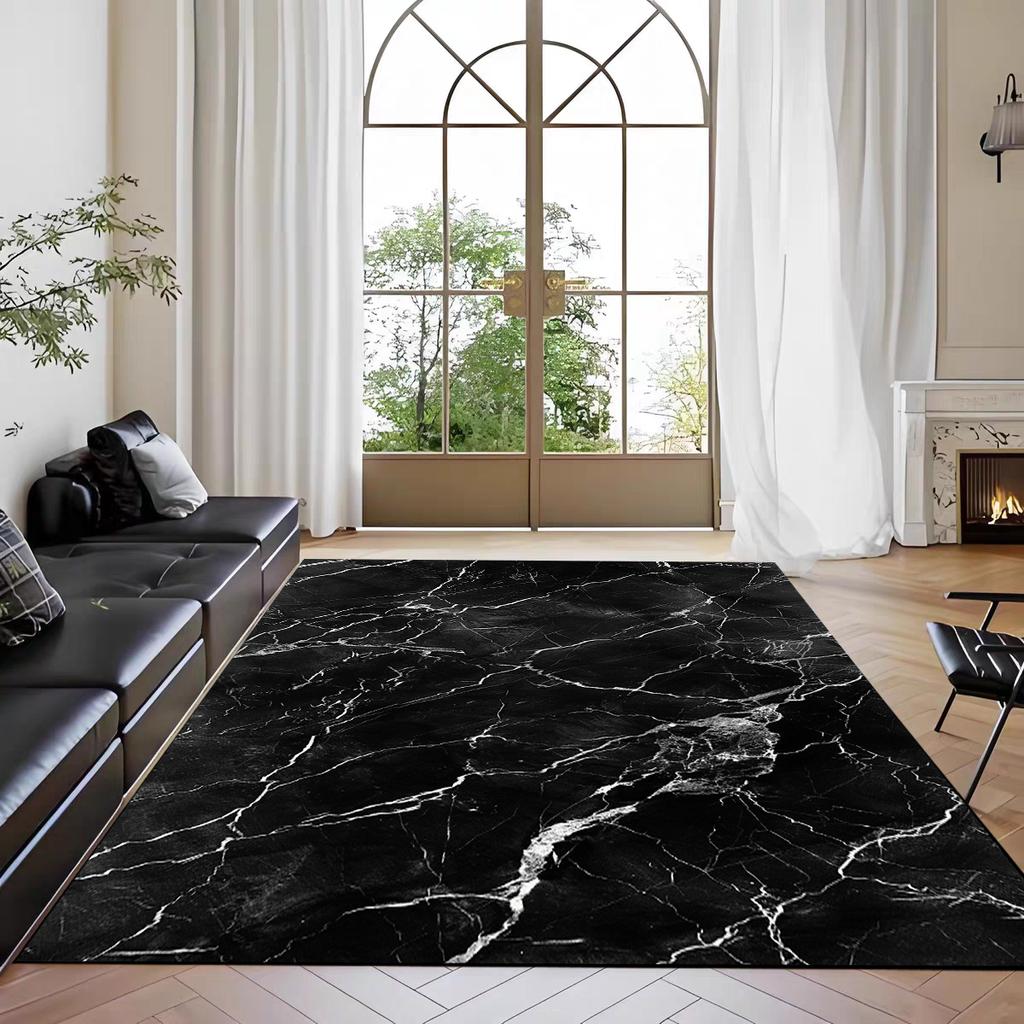 Modern Luxury Marble Carpets for Living Room Decor Fashion Gold Wire Sofa Side Coffee Tables Mat Non-slip Washable Bedroom Rugs