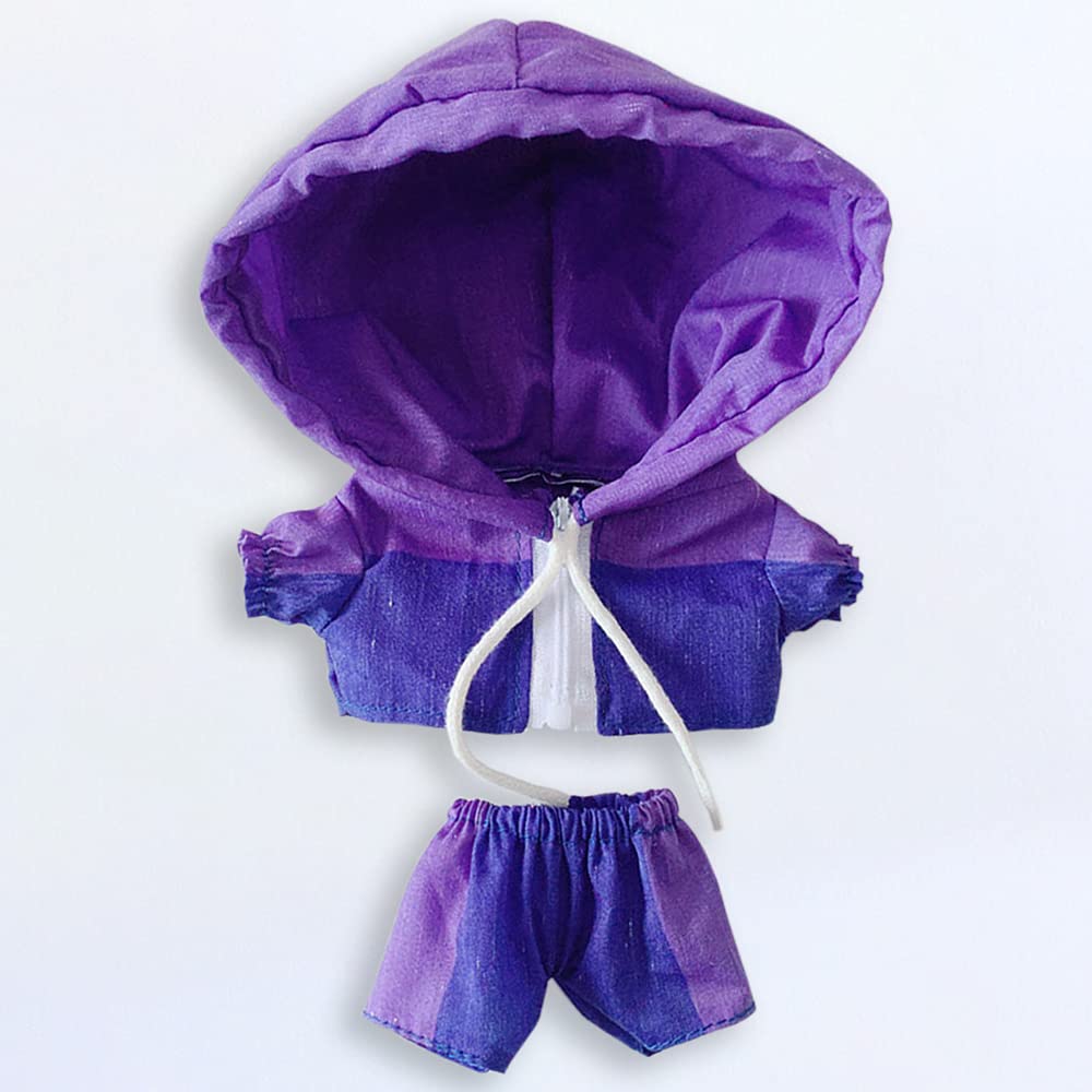Niannyyhouse 20cm Doll Clothes Cotton Doll Clothes Jacket Shorts 2 Piece Set Hip Hop Clothes Doll Baby Clothes for Stuffed Toys Purple Dress Up +