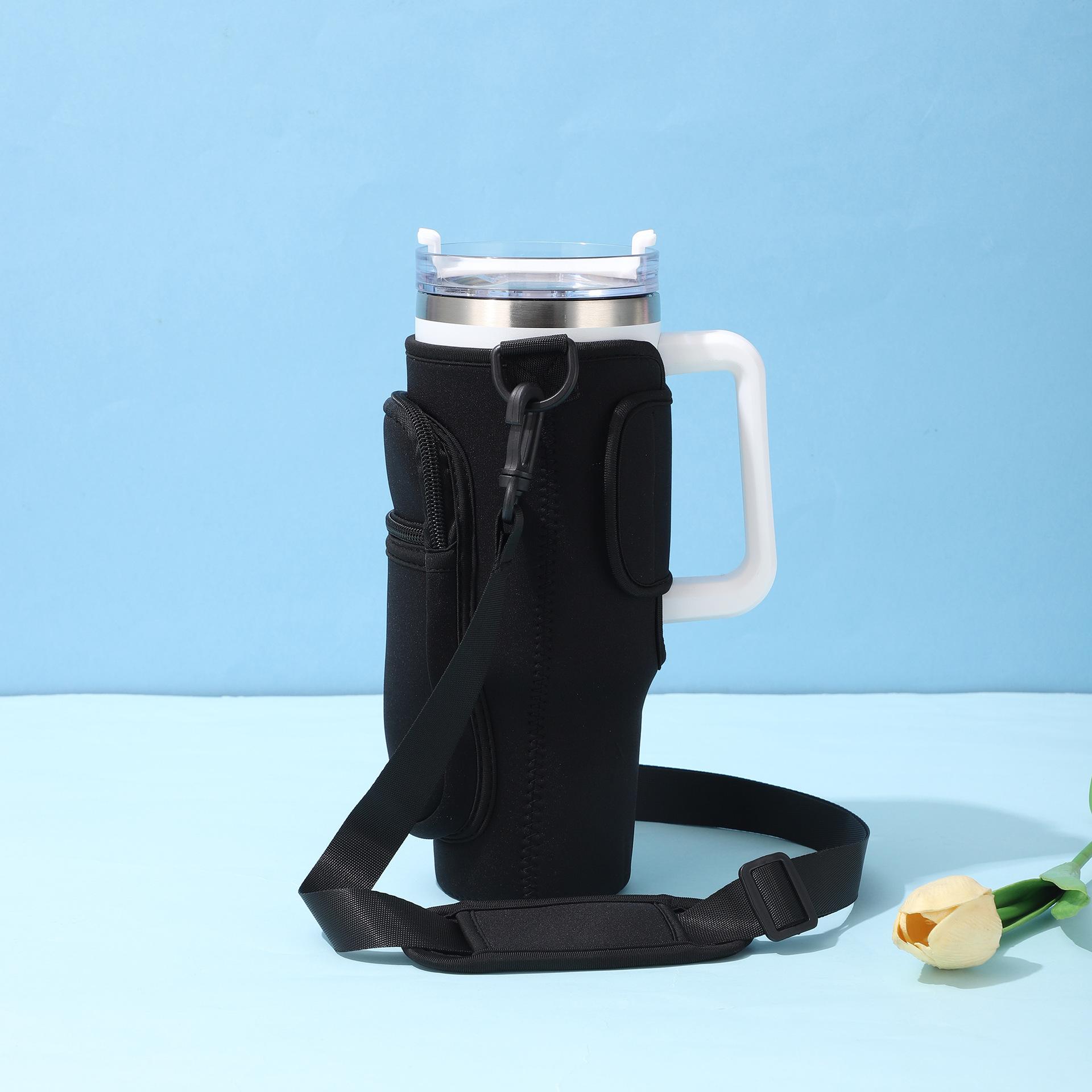 

40oz CarCup Sleeves Diving Fabric Slanted Shoulder Straps Ice Cup Sleeves Large-capacity Handle Sleeves Available Multiple Color чёрный