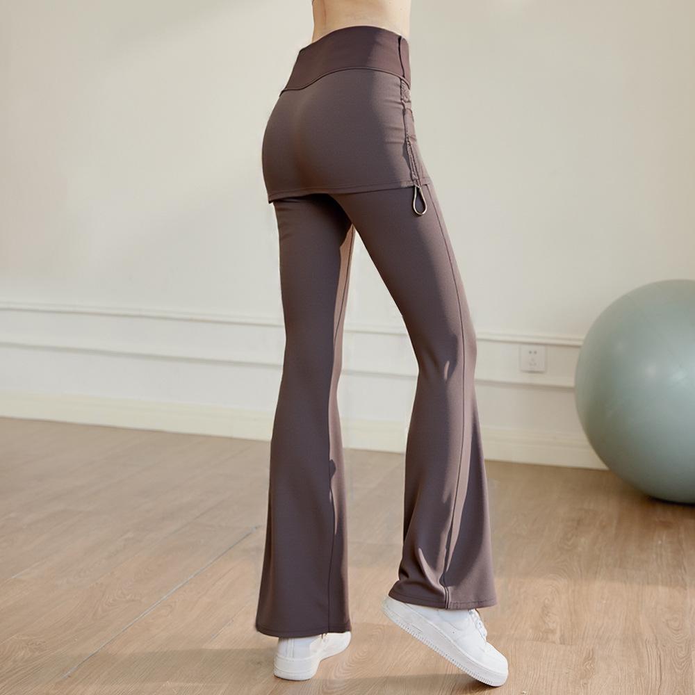 Women's Flared Yoga Pants - 2026 Spring/Summer Drawstring Dance & Pilates Pants with Butt Cover
