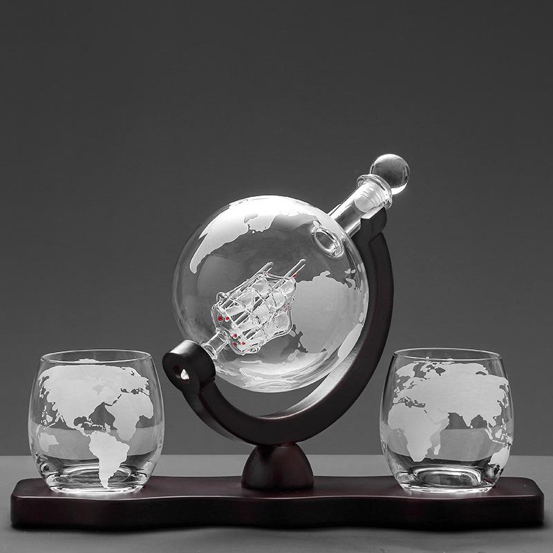 Amazon Globe Decanter Whiskey Glass Set with Map Bar Tools Gift for Men
