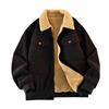 Men's Thick Corduroy Jacket with Fleece Lining - Long Sleeve Warm Cotton Outerwear