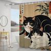 Japanese Cat Classic Vintage 1pc Pattern Shower Curtain Plus Hooks Waterproof Machine Washable Polyester Fabric Abstract