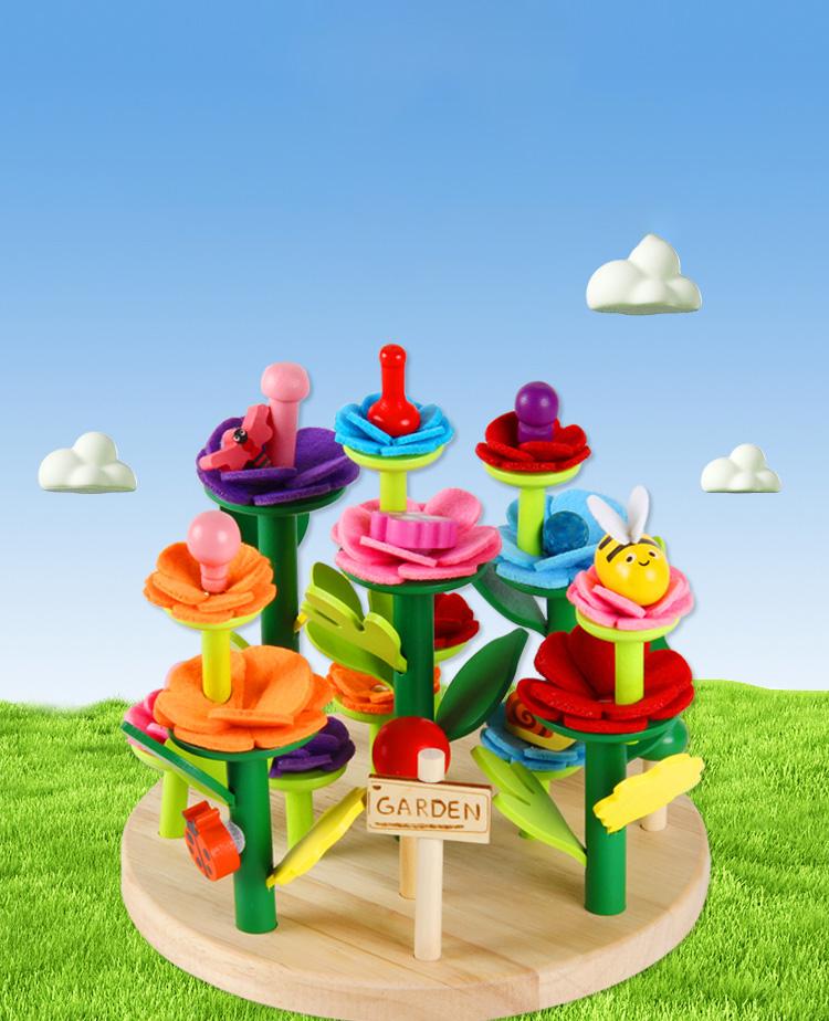 Montessori Flower Garden Building Wooden Toys Flower Arrangement Game Creative Educational Toy for Kids 2-4 Years Old Girls Gift