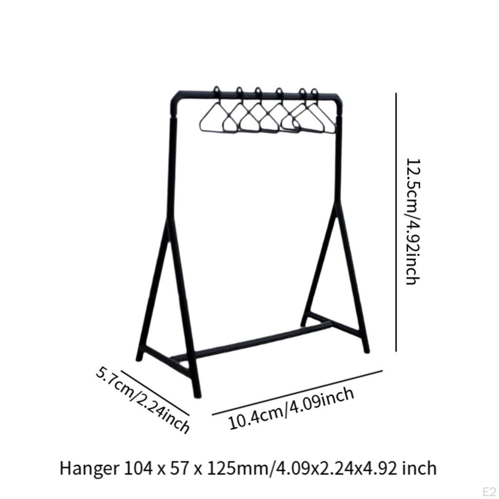 1/12 Dollhouse Garment Rack with Hangers Doll Accessories Decoration Handmade Mini Model for
