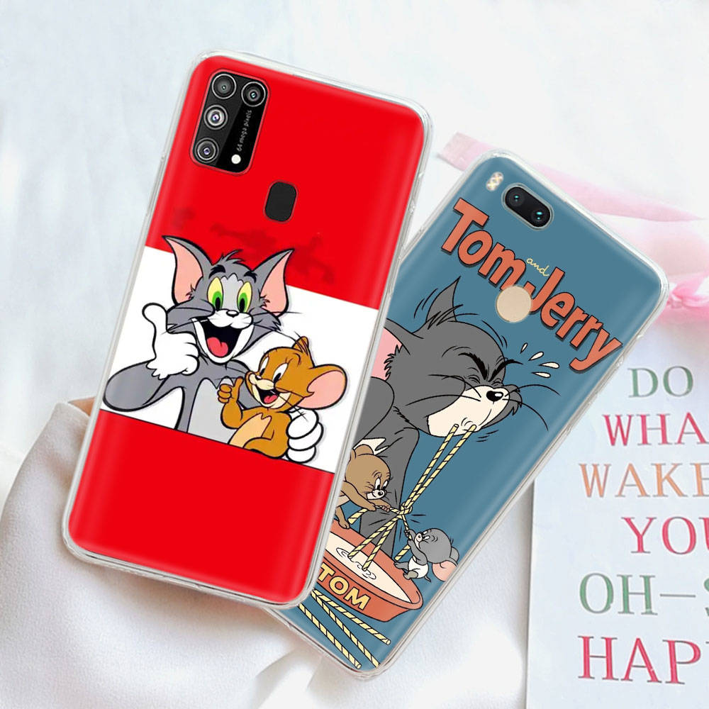Transparent Case for Samsung A04 A14 A23 A34 A54 M23 M33 M52 M53 Realme Narzo 50 50I 50a Prime C35 C55 C30S 10 9 Pro T-94 Tom Jerry Cat Mouse