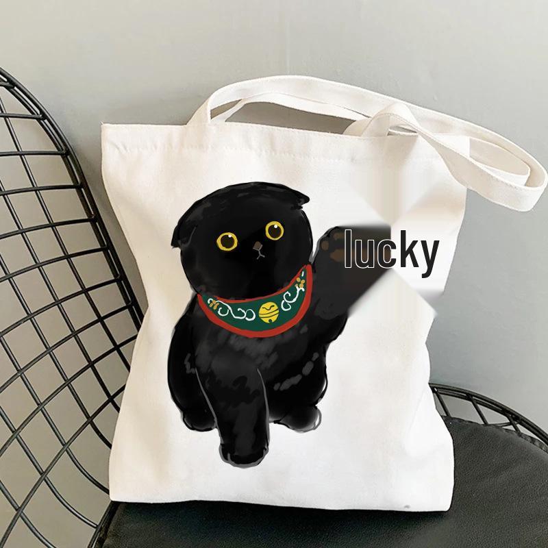 Kawaii Catshark Print Canvas Harajuku Shoulder Bag