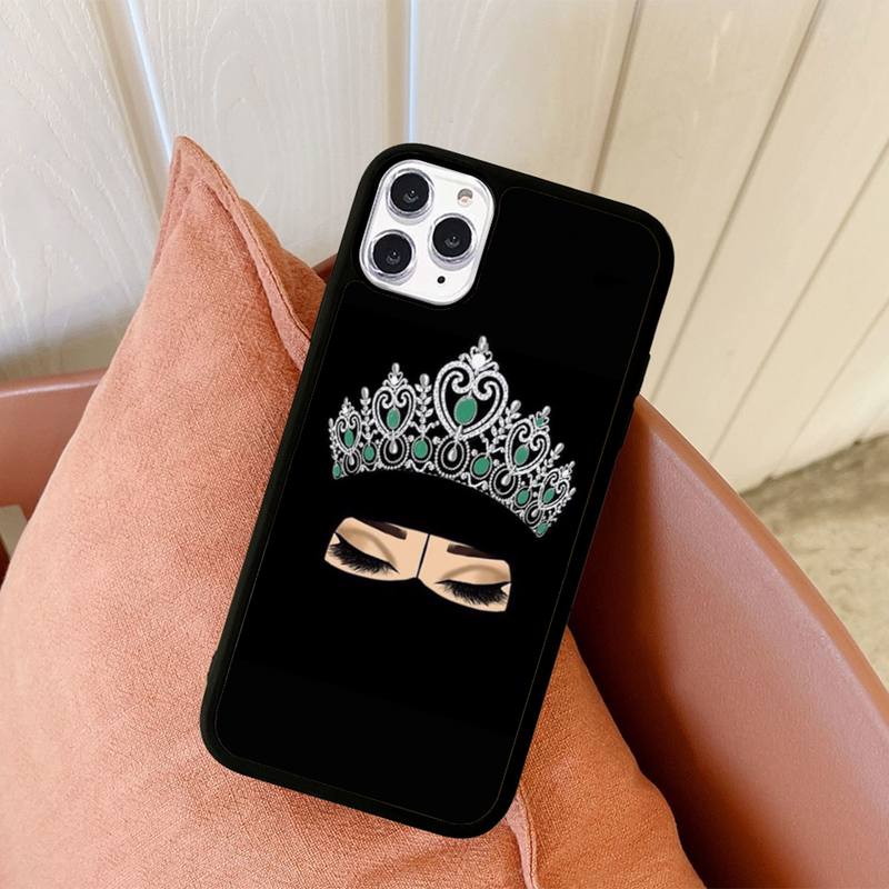 Muslim Islamic Arabic Hijab Face Gril Eyes Phone Case Silicone PC+TPU Case for iPhone 11 12 13 Pro Max 8 7 6 Plus X SE XR