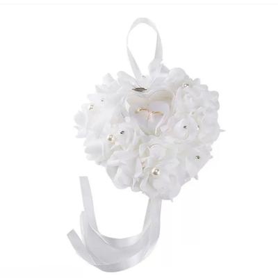 Wedding Pillow Heart Box, Bearer Heart Shape Bride Cushion Pillow Red Rose Heart Shaped Box Box Pillow Cushion Romantic Wedding Favors Jewelry Case