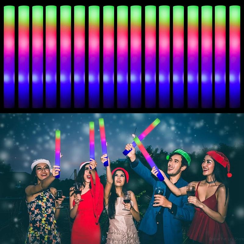 

10 шт. светодиодных светящихся палочек, цветные RGB светящиеся пенопластовые палочки, темный свет для свадебных рейвов, концертов, рождественских вечеринок по случаю дня рождения 10Pcs