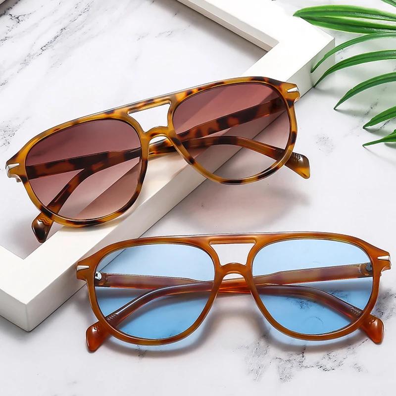  Retro Double Bridges Pilot Men Rivets Sunglasses UV400 Fashion Women Luxury Sun Glasses Black Orange Shades