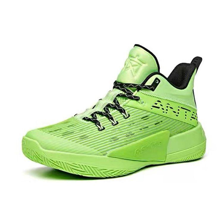 Anta Attack 2 Lightweight Shock Absorbing Non-Slip Durable Mid-Top Basketball Shoes Men Sneaker Black Green 112031107-5