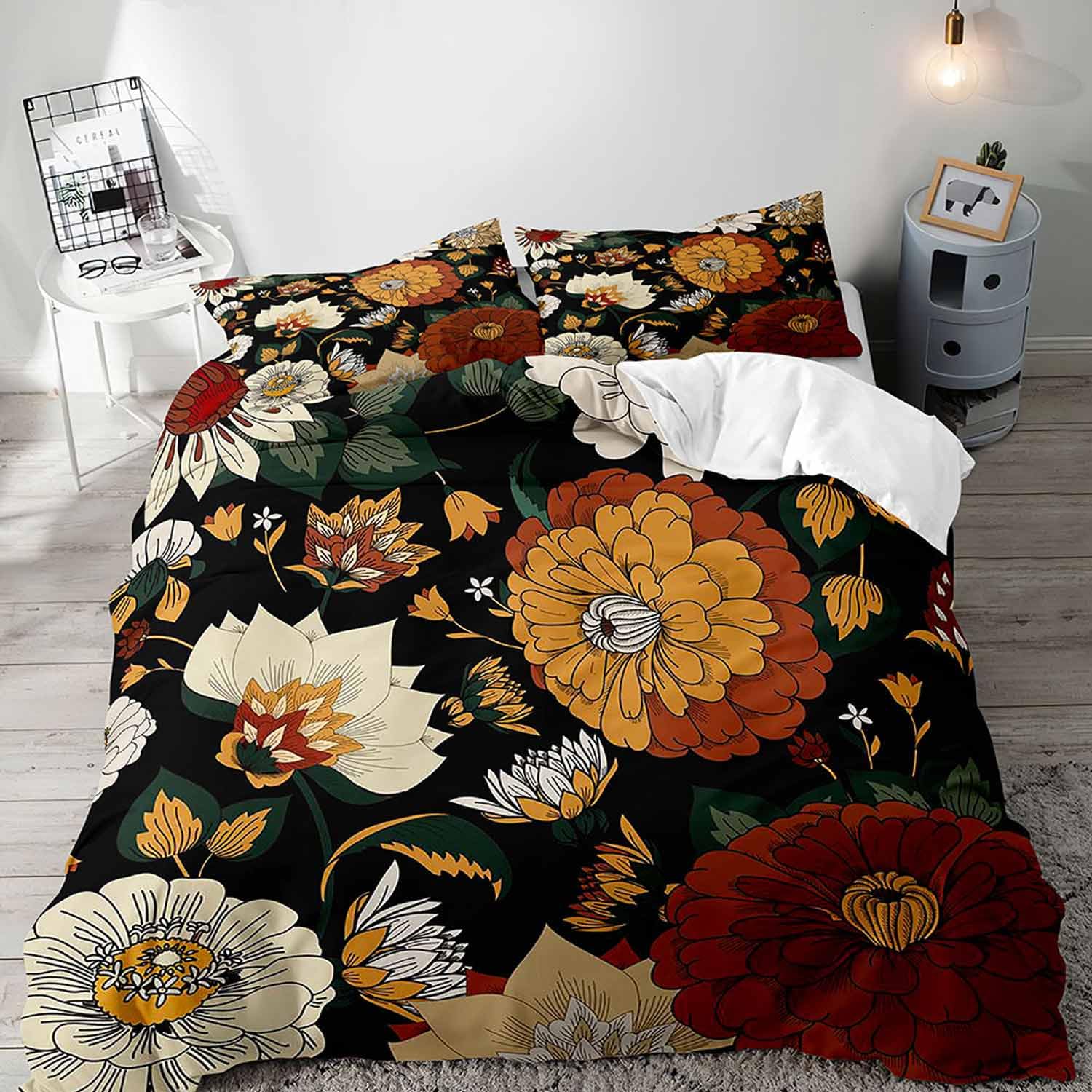 

Comforter Boho Floral Pattern King Size For King Size Vintage Soft Bedding Leaf Print Duvet 1 And 2 S Comforter (quilt)-EU Single(135*200cm)3pcs