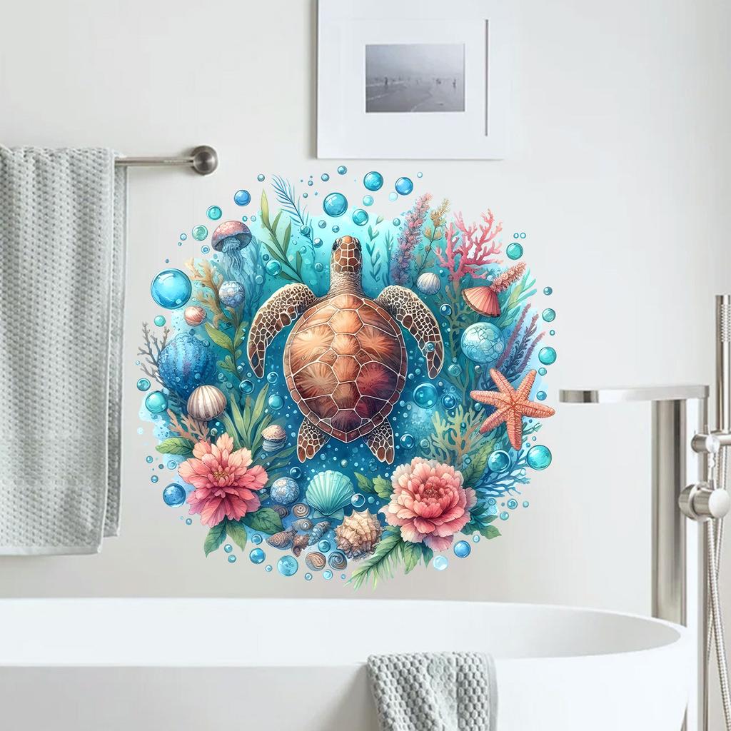Turtle Shell Decoration Can Decorate Bathroom Walls and Bathtub Edges with Stickers