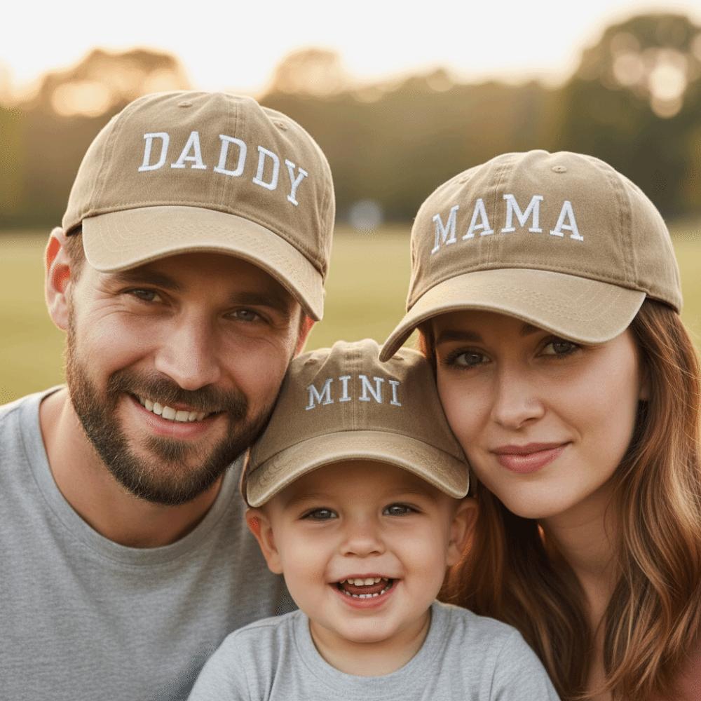 Vintage Daddy Mama Mini Embroidery Caps Washed Cotton Family Matching Baseball Cap Gifts