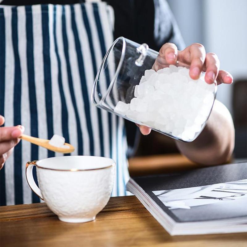 3Pcs Glass Containers 550ML Kitchen Food Storage Jar Coffee Sugar Candy Salt Spice Jars Airtight Glass Jar with Lid and Spoon