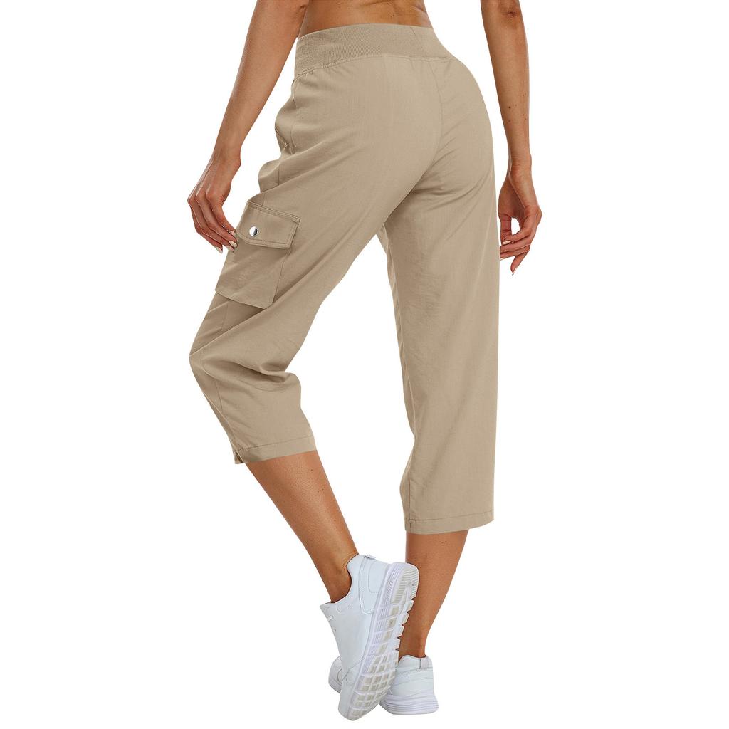 Womens Capris With Pockets Loose Fit Casual  Pants Dressy Lightweight Ladies Baggy Cargo Pants For Hiking