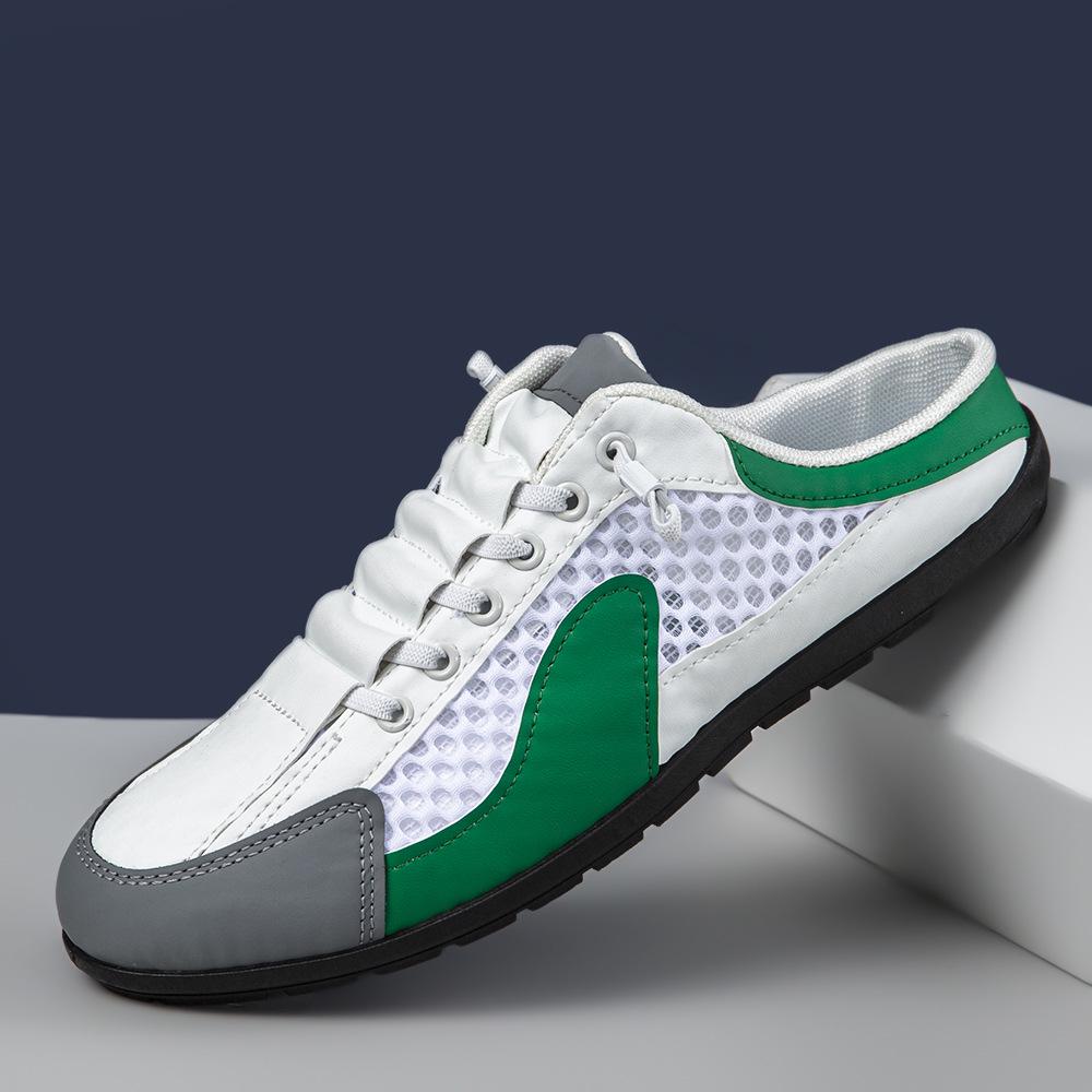 

Мужские полушлепанцы большого размера из дышащей сетки, слипоны Size 39 белый