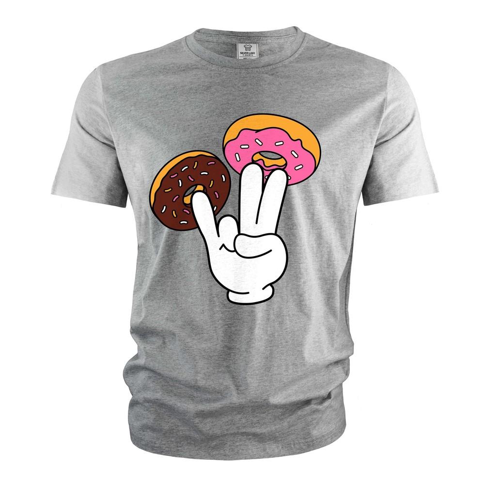 Men's Funny Donut Fingering Shirt Adult Humor Offensive Double Meaning Joke Tee
