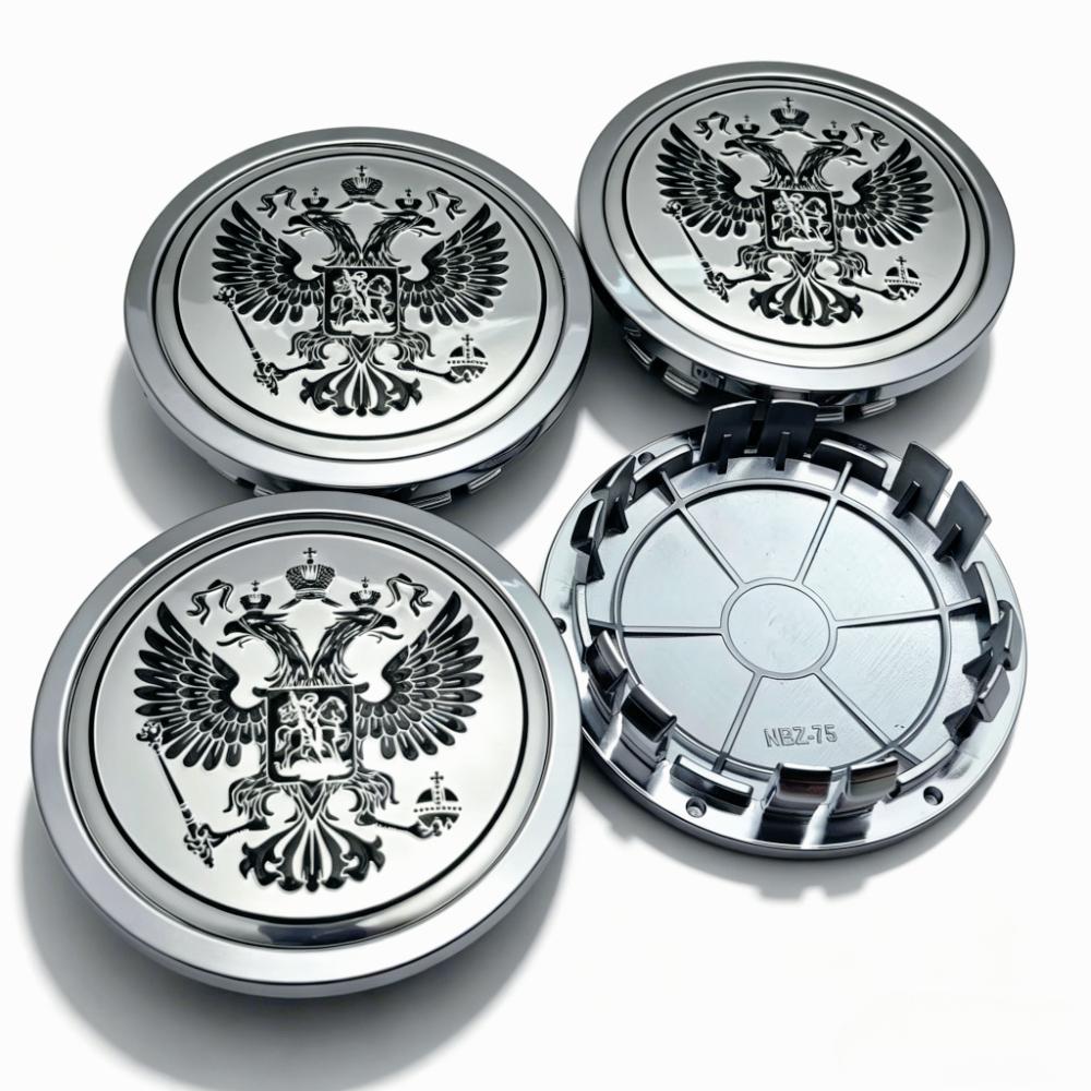 4pcs Russian Coat of Arms Logo Badge Car Wheel Center Caps 75MM Clips 65MM Wheels Hub Cap Rim Hubcaps Dust Cover Car Accessories