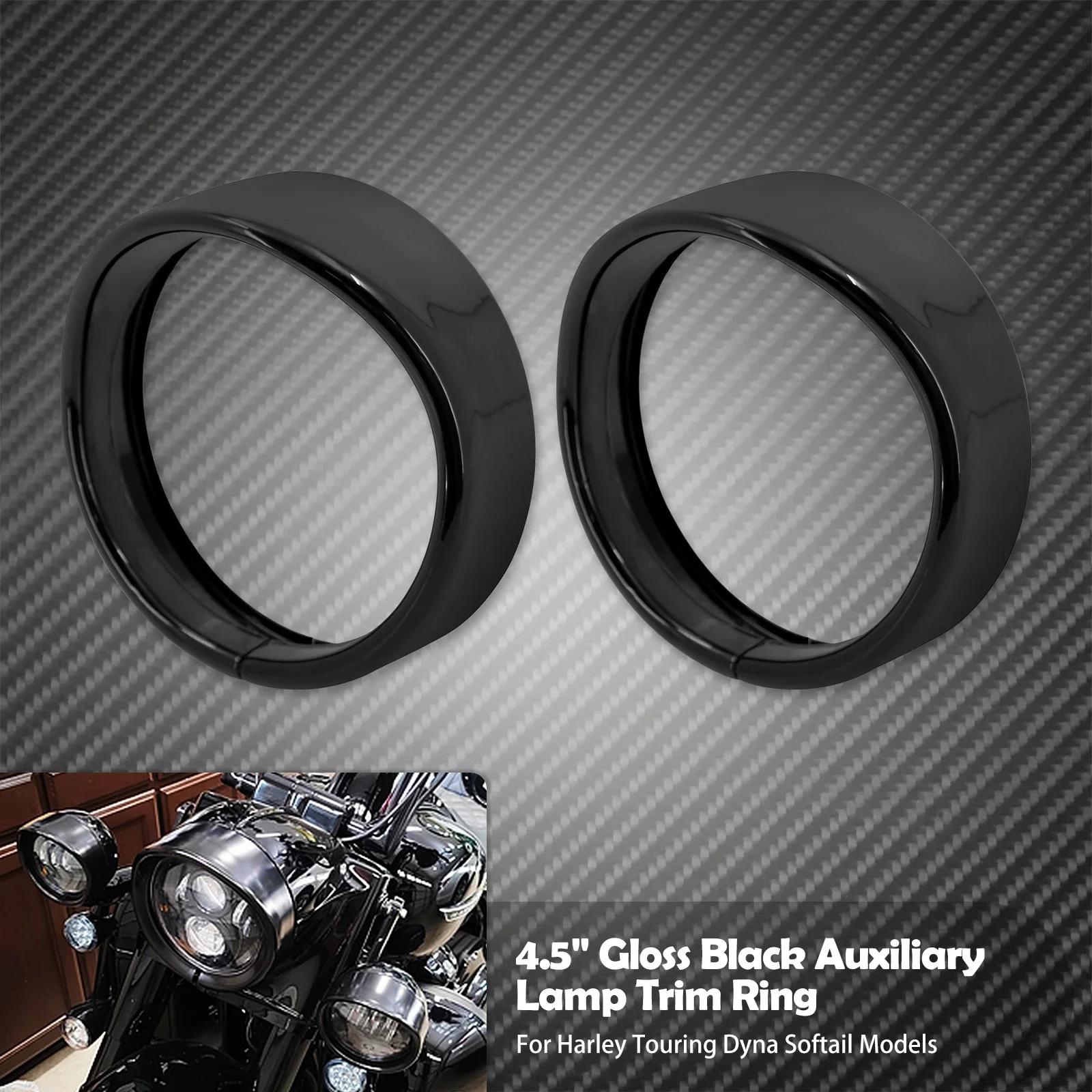 

Motorcycle LED 7 Headlight Ring Bezel Visor 4.5 Fog Light Lamp Trim Cover Gloss Black For Harley Softail Touring Street Glide 4.5inch Trim Ring