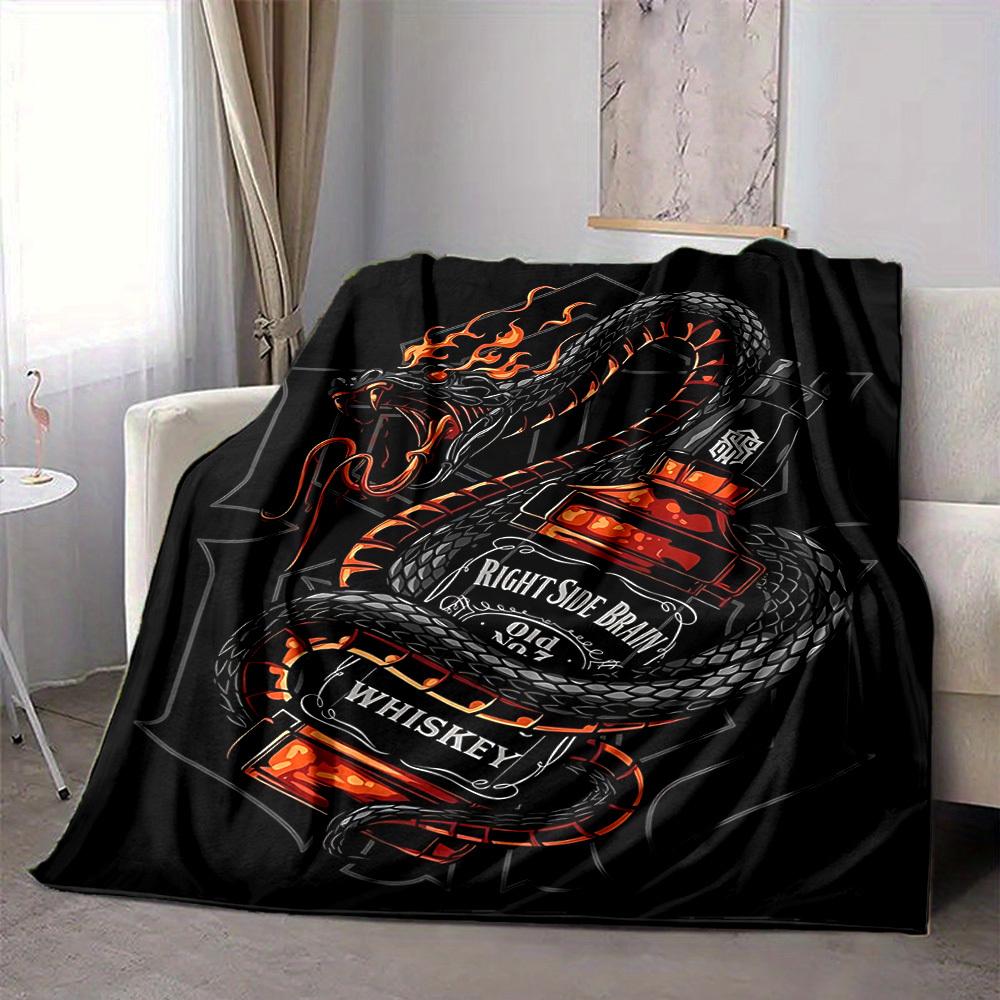 1pc Whiskey Snake Blanket Lightweight Flannel Blanket Throw Blanket For Sofa, Bed, Travel, Camping, Livingroom, Office, Couch