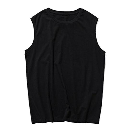 Men Vest Sleeveless Round Neck Tops Wide Shoulder Quick-Drying Sports Straps Pure Color Casual Tank Tops