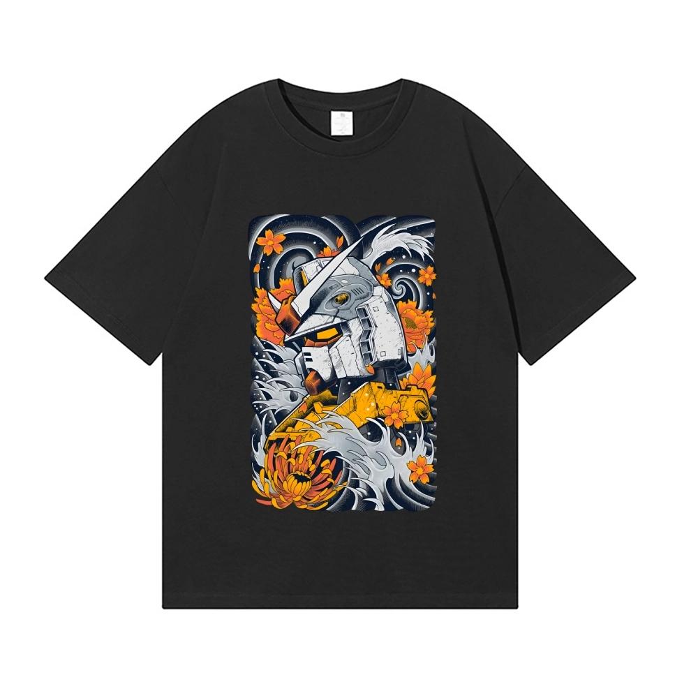 

2026 New Gundam Japanese Style Classic Print Tshirt Short Sleeve Tshirt Mens and Womens Tshirt Mens Tops Harajuku S