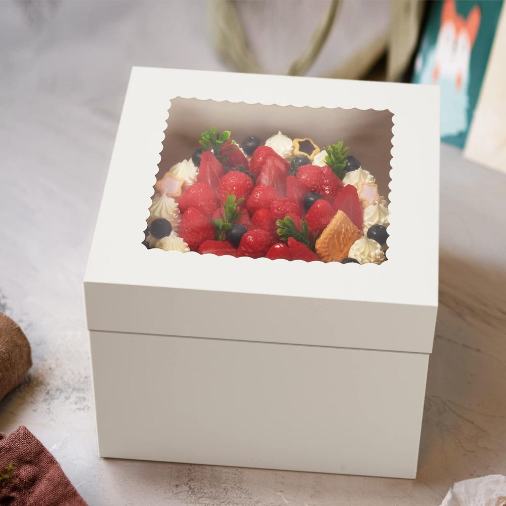 6 stuks Witte Geschenkdozen Hoge Traktatiedoos met Venster Huwelijksgeschenkdoos Stevig en Duurzaam Grote Cadeauverpakkingsdoos voor Feest Bruiloft Jubileumfeest